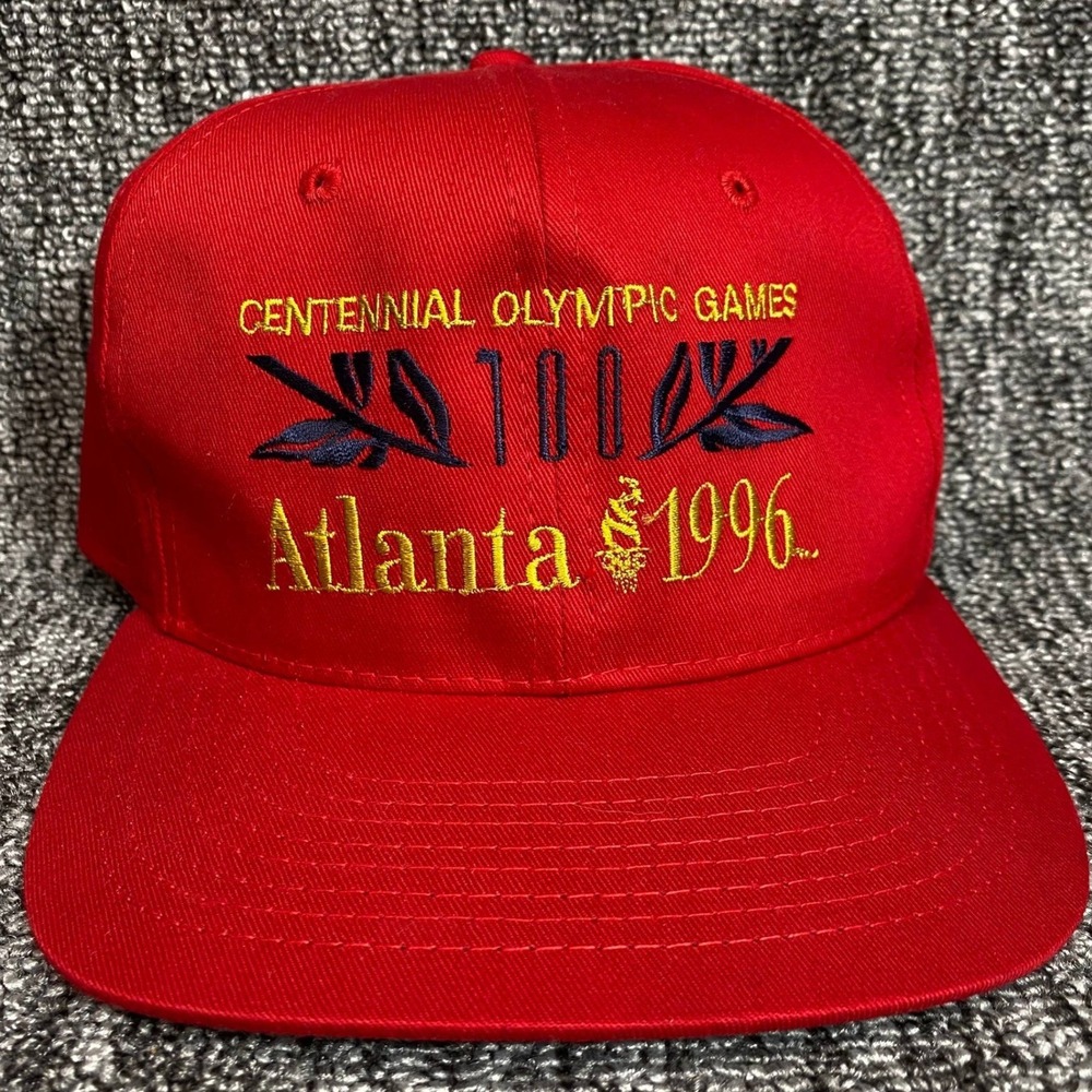 Vintage 90s Atlanta 1996 Centennial Olympic Games Hat Cap Hanes Red Strapback